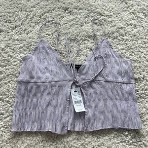 Purple tie front crop top